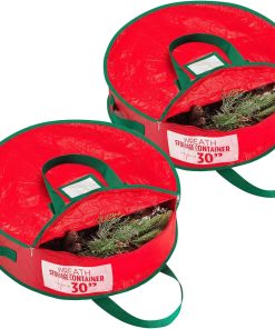 Handy Laundry Christmas Wreath Storage Bag - 2-PACK Durable. Tarp Material. Zipper. Sturdy Carry Handle. Dust. Pest Protection - Ideal Home. Garage Organization for Holiday Wreath Decoration (30)